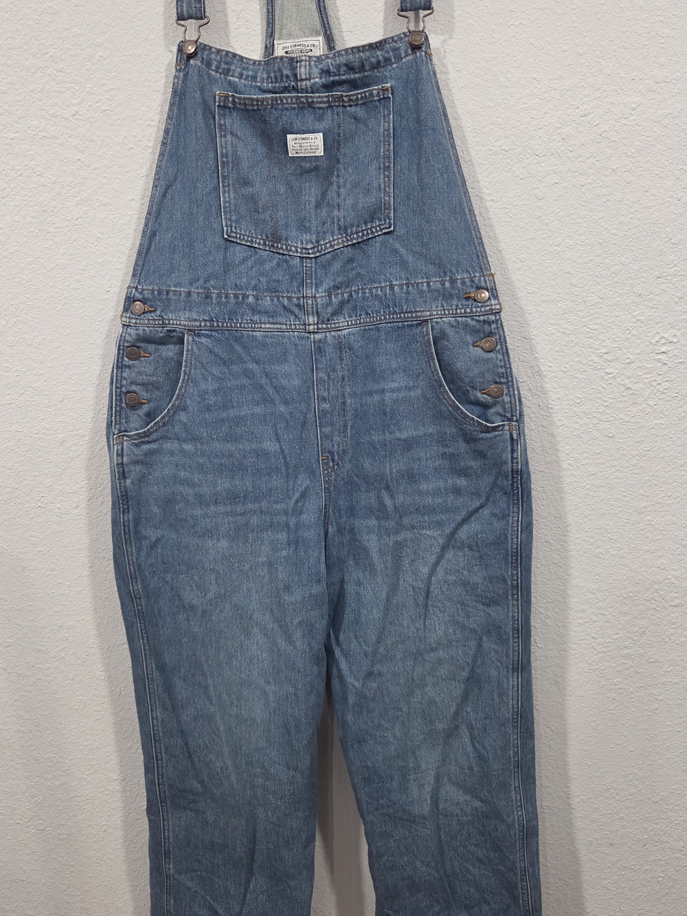 Levi Strauss & Co Light Blue Denim Women's Overalls Vintage XL Two Horse Brand